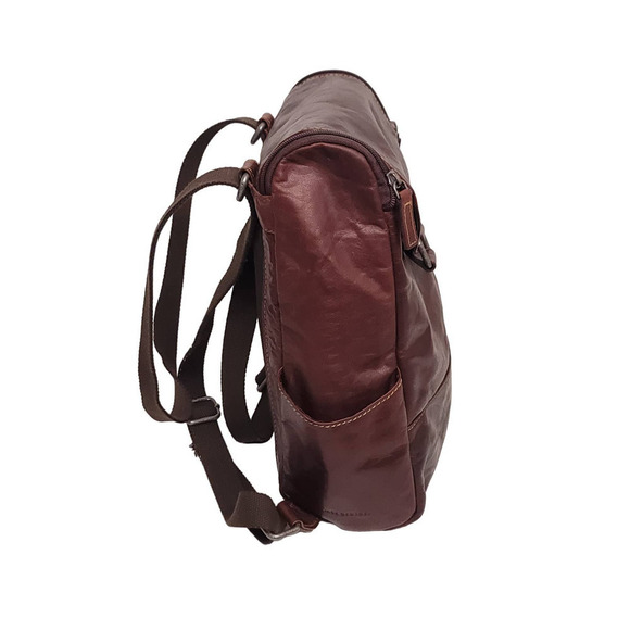 Jack Georges Voyager Convertible Backpack Leather Brown Cognac Unisex - Picture 2 of 7